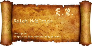 Reich Márton névjegykártya